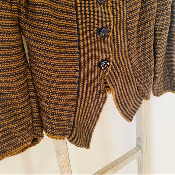 Pure & Co. Striped Button Down Cardigan Brown, S/M - Picture 5 of 13